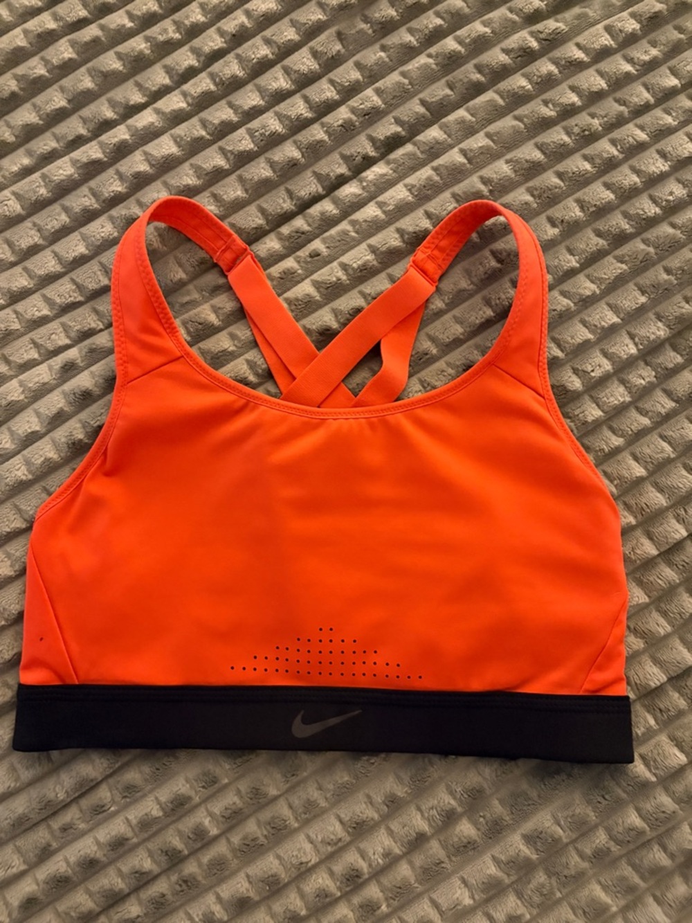 Nike Bright Orange Cross-Back Sports Bra with Black Band
